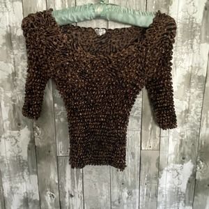Tess 90's leopard print popcorn shirt OS